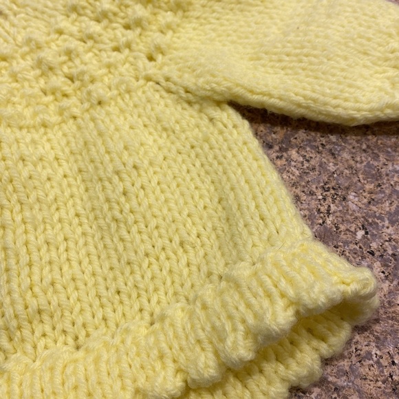 Handmade Knit Baby Yellow Sweater - Picture 15 of 17